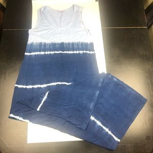 Fresh Produce Tie Dye Blue Maxi Dress Scoop Neck